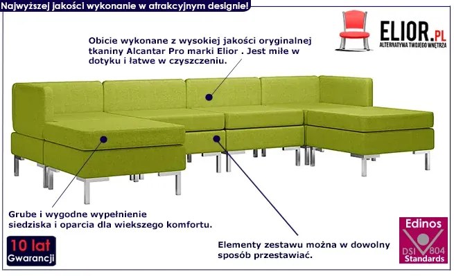 6-częściowy zielony zestaw wypoczynkowy - Marsala 6F