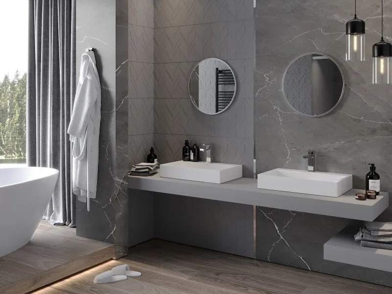 Mexen Loft lustro łazienkowe okragłe 40 cm, rama inox - 9850-040-040-000-10