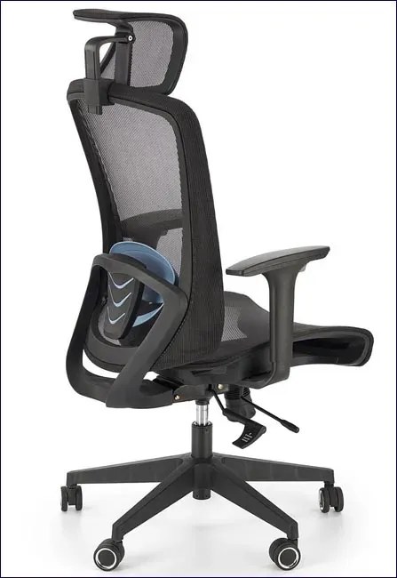 Czarny ergonomiczny obrotowy wentylowany fotel biurowy - Mizo