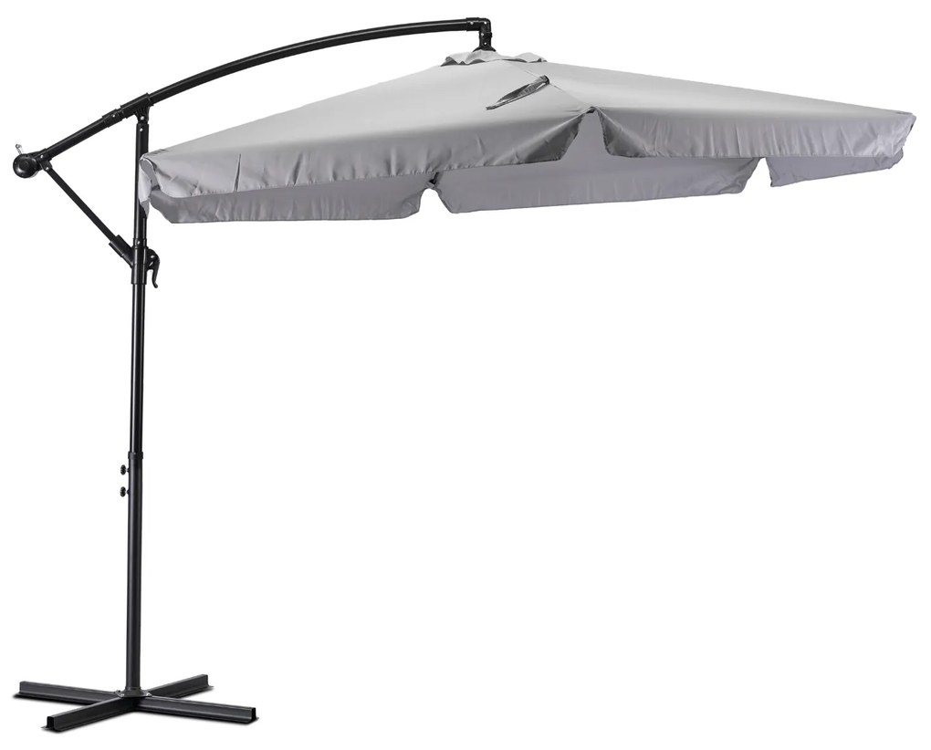 Parasol Ogrodowy Składany AKRON 300 cm Jasny Szary Regulowany Na Taras