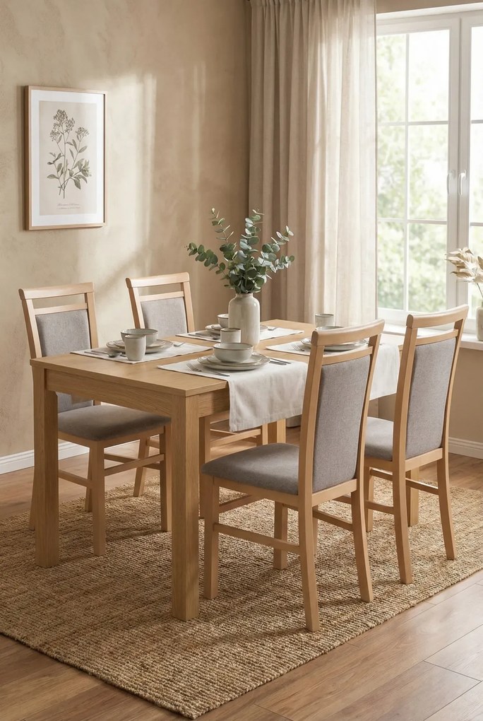 Klasyczne tapicerowane krzesło drewniane dąb sonoma W1-S86