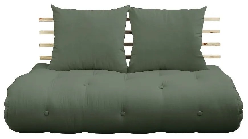 Sofa rozkładana z zielonym obiciem Karup Design Shin Sano Natural/Olive Green