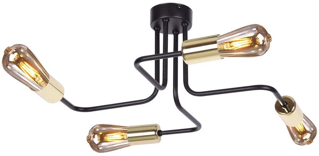 Czarna loftowa lampa sufitowa 2X S828 S3-N91