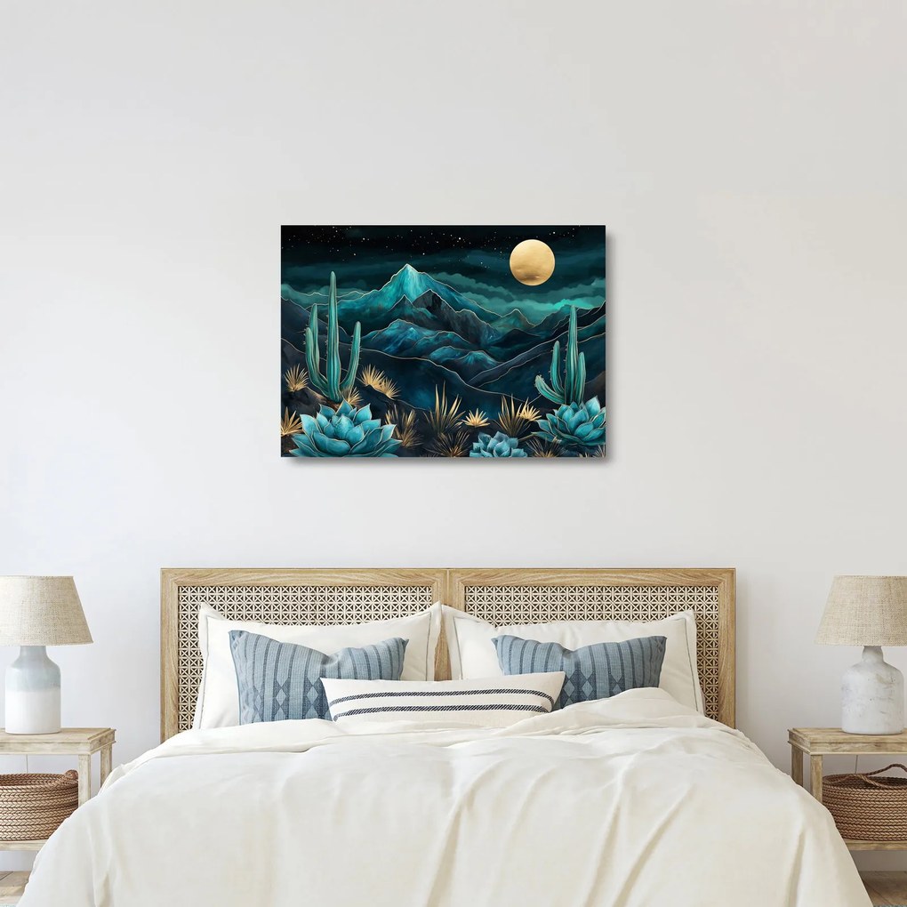 Obraz na szkle - Turkusowa noc (70x50 cm)