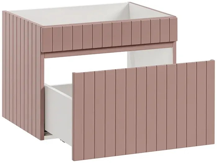 Różowa szafka pod umywalkę 60 cm z lamelami E0-G81
