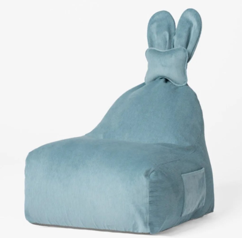 Niebieska pufa ze sztruksu do pokoju dziecięcego