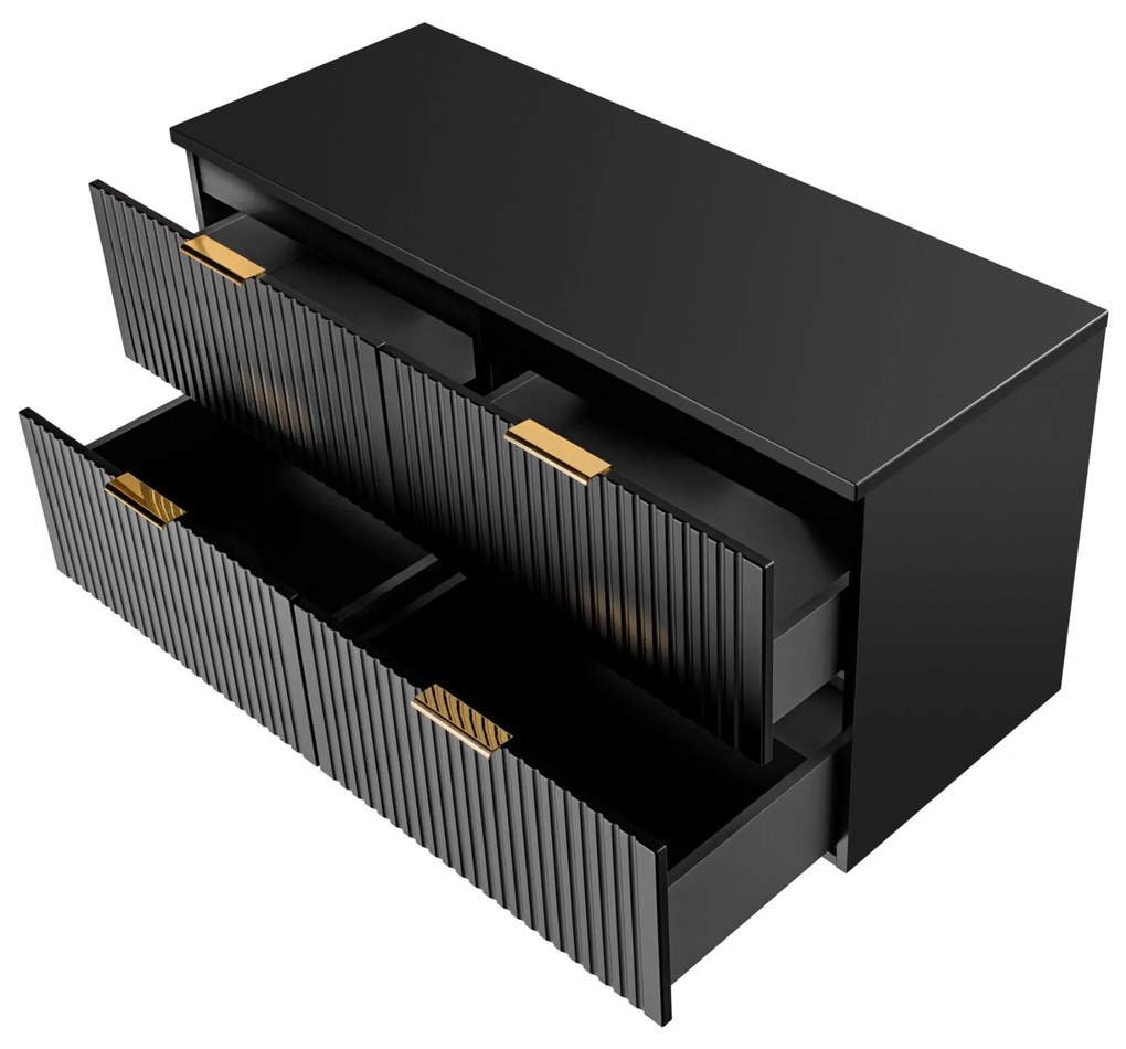 Szafka podwójna podumywalkowa czarna mat 120 x 46 cm ASTROS Black z blatem