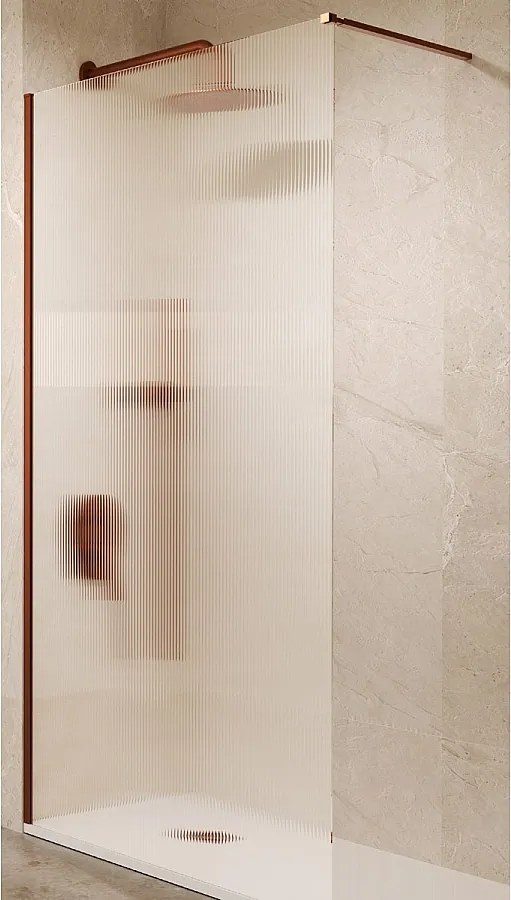 Stały panel prysznicowy Walk In | Szkło hartowane 6 mm, antykamień, Falisty | Wysokość 200 cm | Oro Rosa Cepillado 110cm