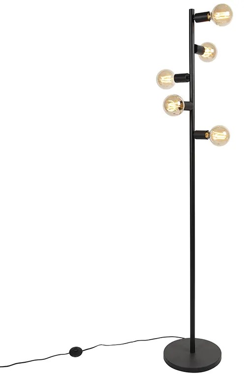 Skandynawska lampa podłogowa czarna 5-świateł - Facil Tube Nowoczesny Oswietlenie wewnetrzne