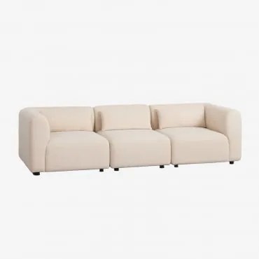 Sofa Modułowy 3-częściowy Fogler Tkanina Baranek Boucle Kremowy Beż - Sklum