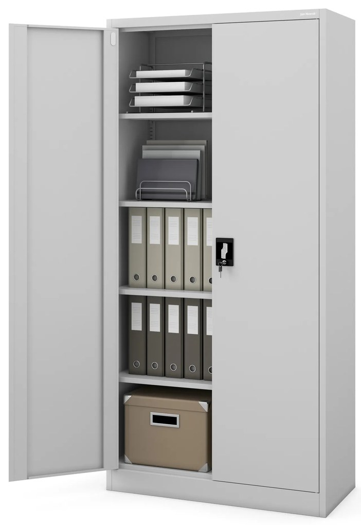 Szafa biurowa na dokumenty szara: JAN, 900 x 1850 x 400 mm