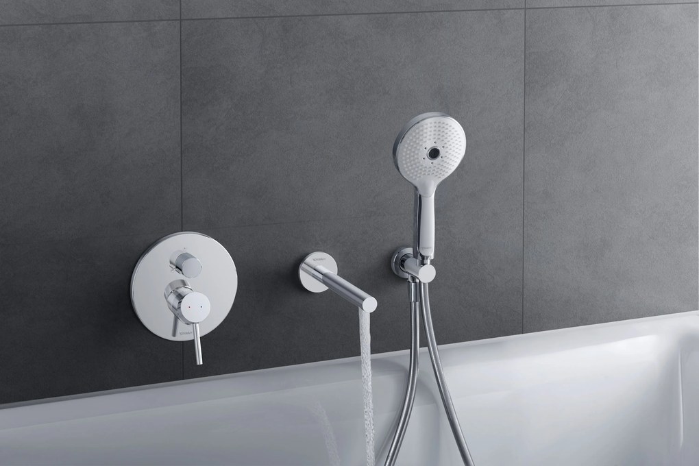 Jednouchwytowa bateria wannowa Duravit CircleChrom - Montaż podtynkowy - 2 tryby wylewki
