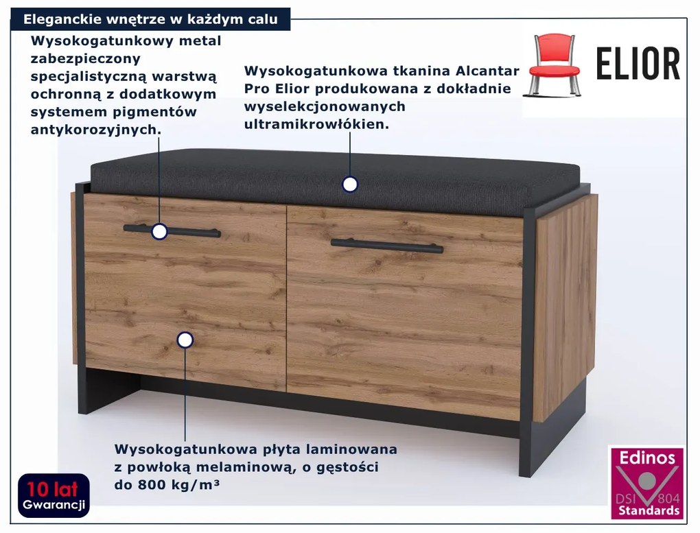 Szafka na buty z siedziskiem dąb wotan + czarny G4-N66