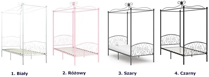 Czarne rustykalne łóżko z baldachimem 100x200 cm W7-E66