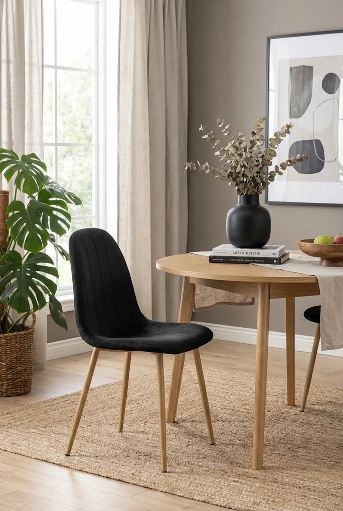 Czarne tapicerowane krzesło do stołu F6-R19