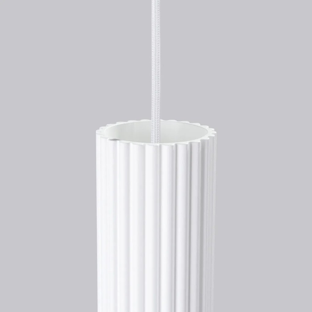 Lampa wisząca KARBON 3P biała ryflowana SOLLUX  LIGHTING