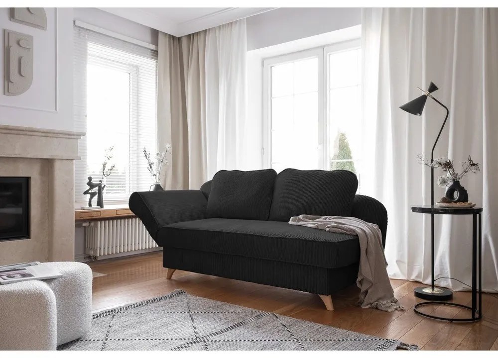 Antracytowy sztruksowy szezlong (lewostronny) Chic Charlotte – Miuform