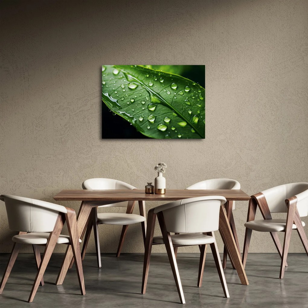 Obraz - Liść po deszczu (70x50 cm)