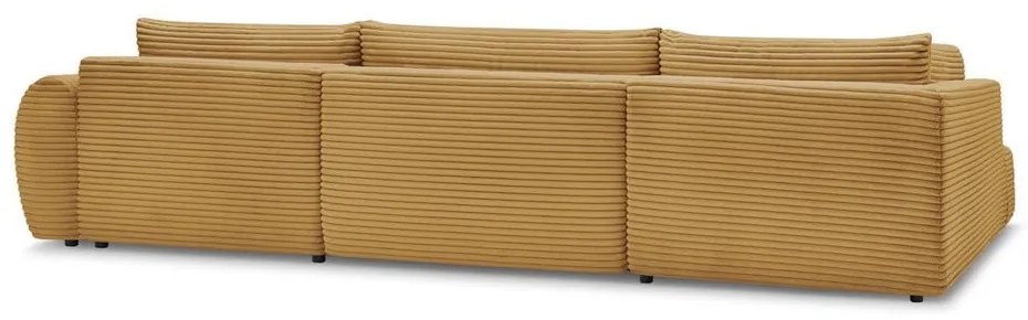 Musztardowy sztruksowy rozkładany/ze schowkiem narożnik (lewostronny/w kształcie litery U) Lucien – Bobochic Paris