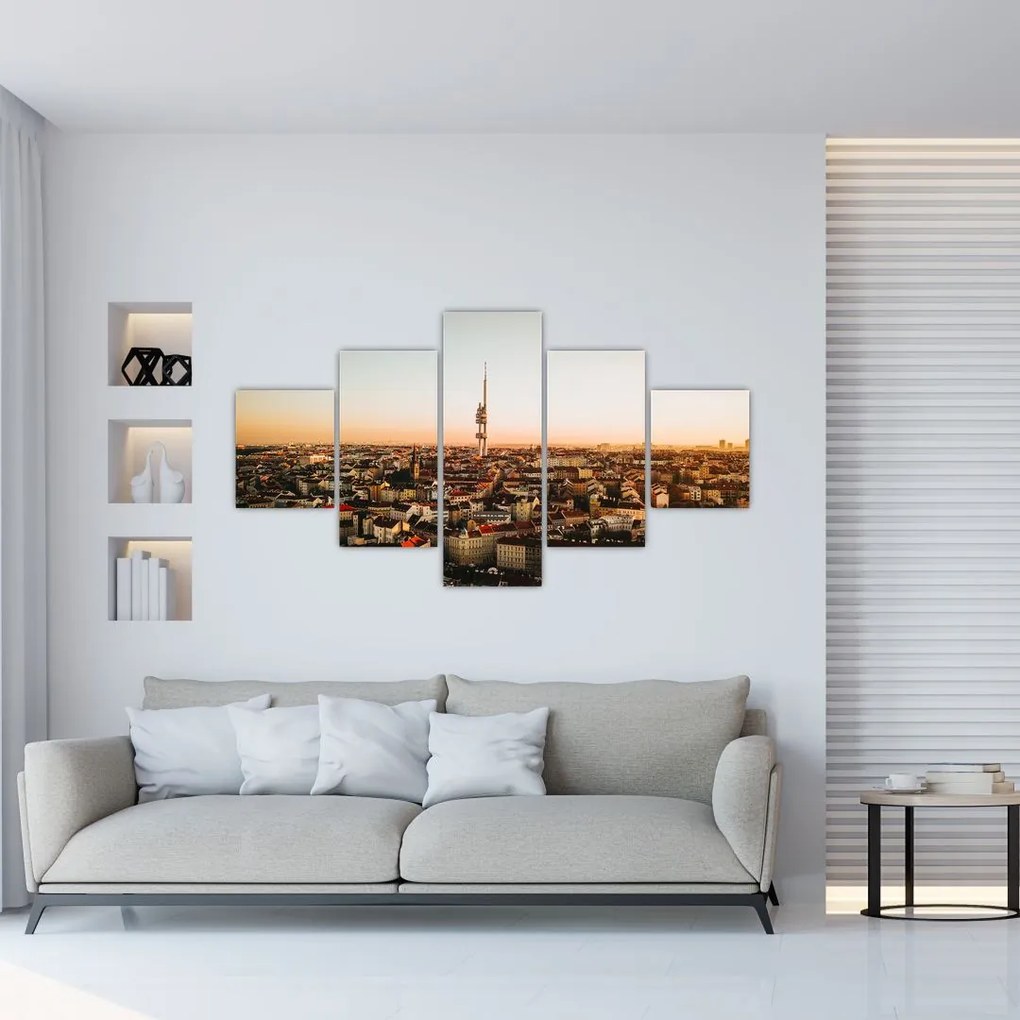 Obraz zachodu słońca nad Žižkov (125x70 cm)
