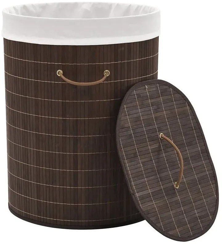 Bambusowy owalny pojemnik na pranie  ciemnobrązowyM9-D63