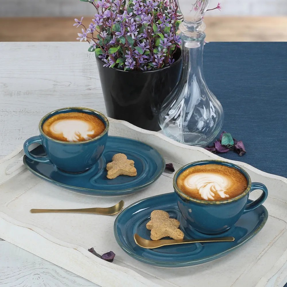 Ciemnoniebieskie ceramiczne filiżanki zestaw 2 szt. 0.21 l – Hermia