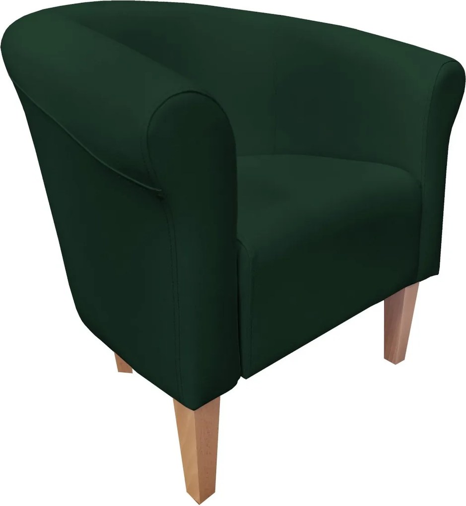 Fotel Milo tkanina Eko-skóra elegancki fotel do salonu i gabinetu : Kolor nogi - Drewno, Kolor tkaniny - EKO-SKÓRA - 6D, Wysokość nogi - 20 cm