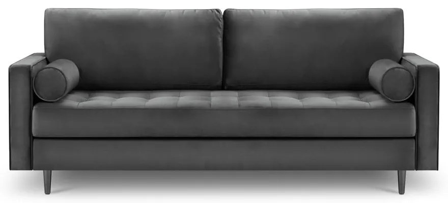 Ciemnoszara aksamitna sofa Milo Casa Santo, 219 cm