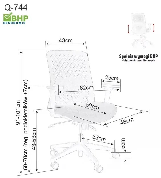 Fotel biurowy Q-744 szary SIGNAL