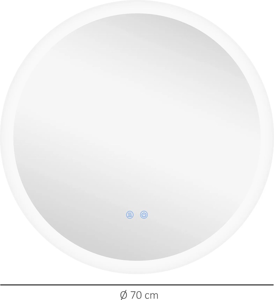 kleankin Lustro łazienkowe z oświetleniem LED Sensor dotykowy Funkcja przeciwparoobrazkowa