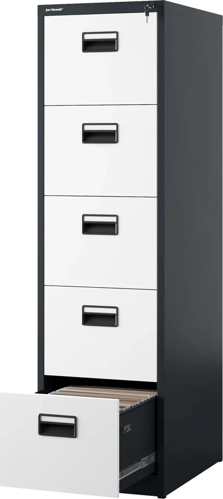 Metalowa szafka kartotekowa 46x62x163 cm Sara V005 biały/antracyt