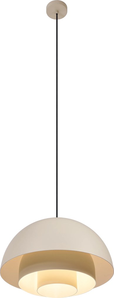 Lampa wisząca w stylu skandynawskim kremowa z białym wnętrzem - Loes