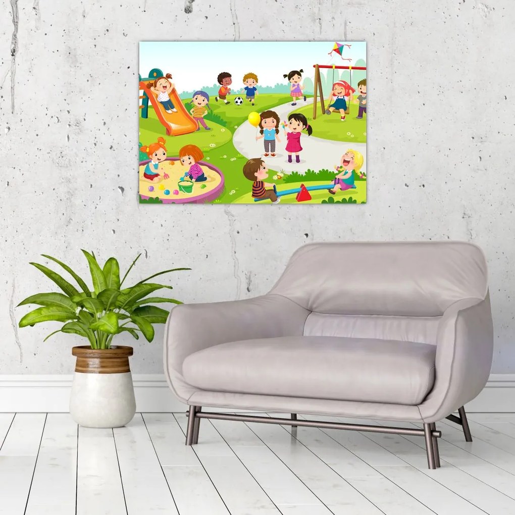 Obraz na szkle dziecięcych zabaw w piaskownicy (70x50 cm)