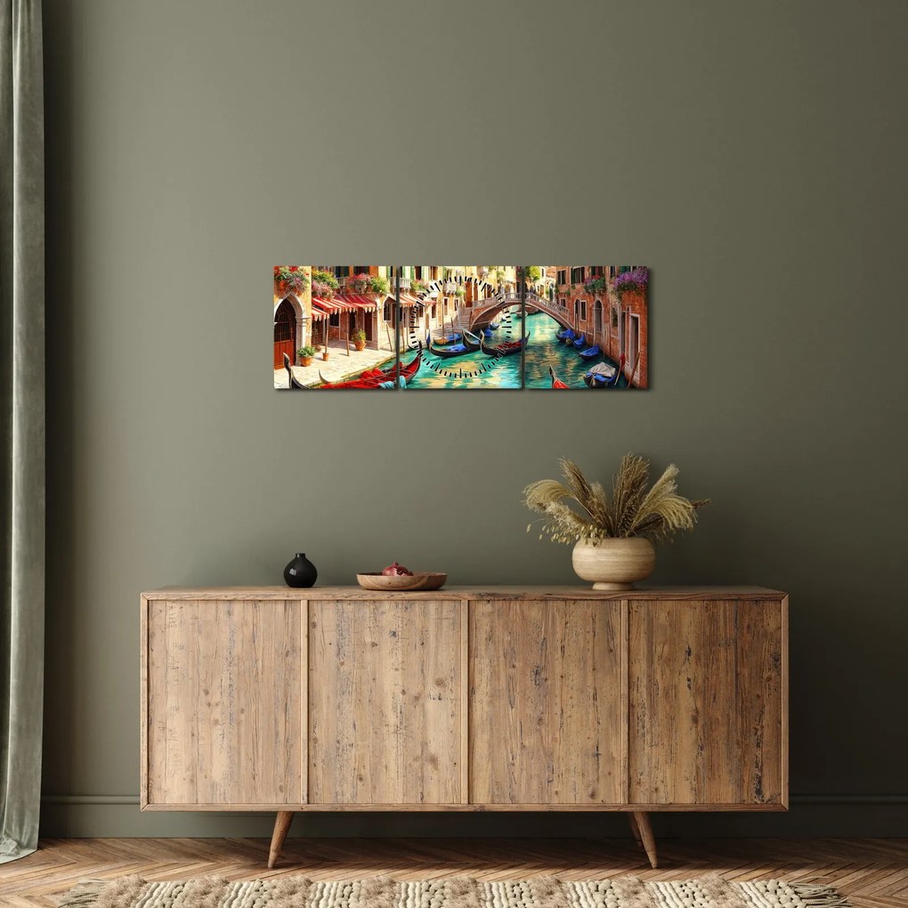 Obraz - Wenecja (z zegarem) (90x30 cm)