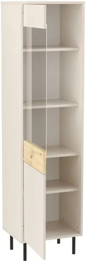 Nowoczesna szklana witryna na nóżkach kaszmir + dąb artisan B2-E68