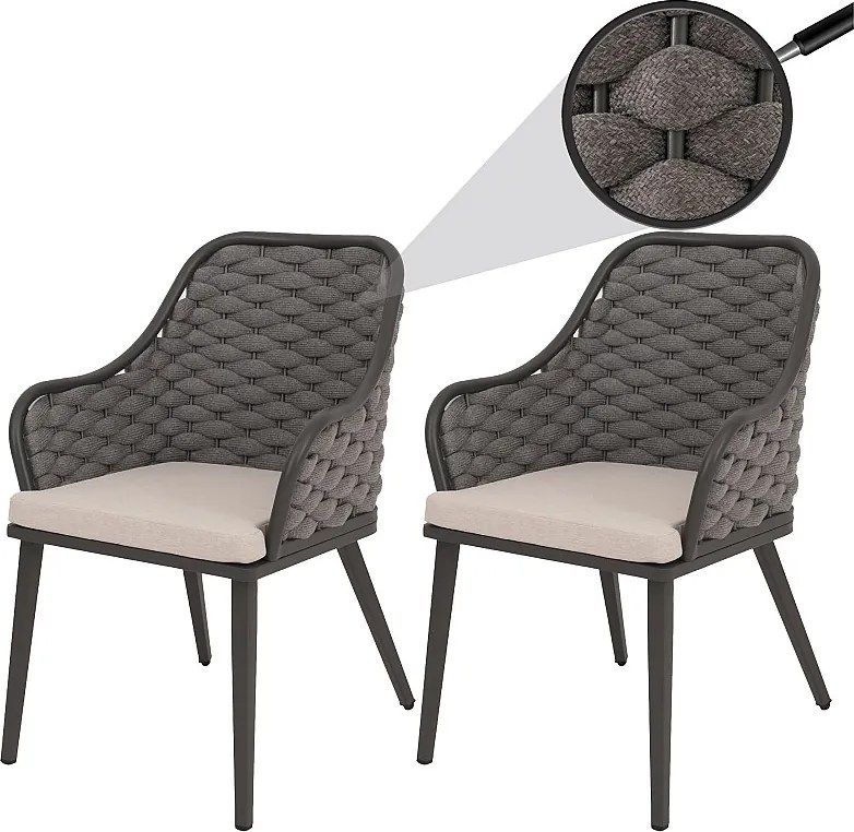 Krzesło ogrodowe MCW-O16 (zestaw 2 sztuk),  antracyt poduszka taupe