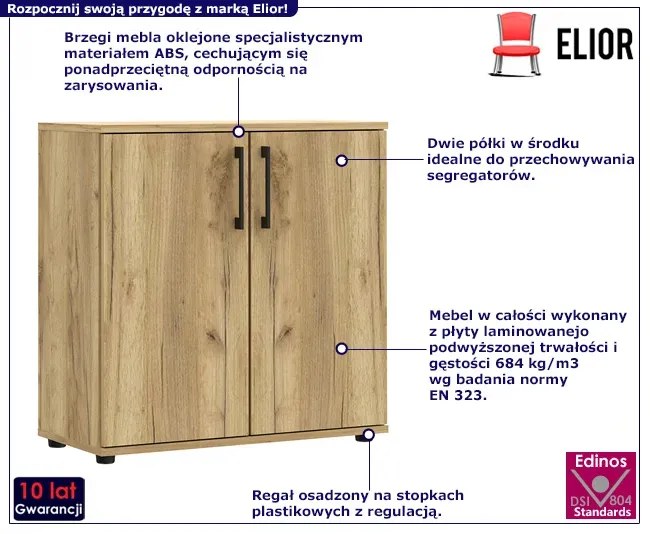 Klasyczna komoda biurowa dąb craft - Lufresi