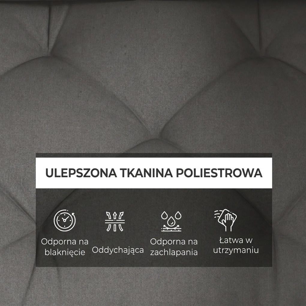 Outsunny Poduszki na palety, zestaw 3 sztuki, poduszki na ławki z ochroną UV, poduszki na meble ogrodowe, poduszki na taras, kolor ciemnoszary
