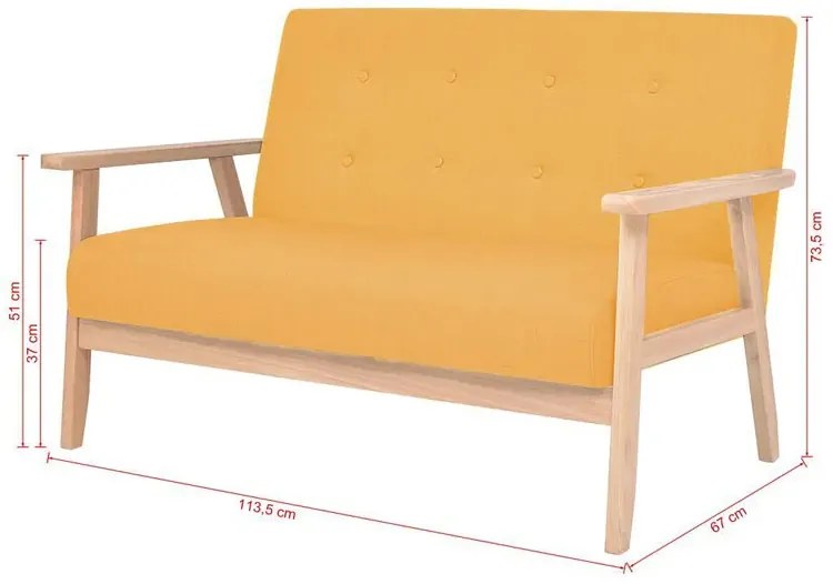 Żółty tapicerowany zestaw wypoczynkowy w stylu vintage - Kifi 4X