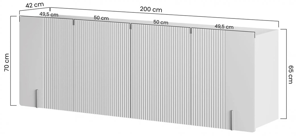 Komoda Malmi 200 cm wisząca - kaszmir / crema bianca / czarny