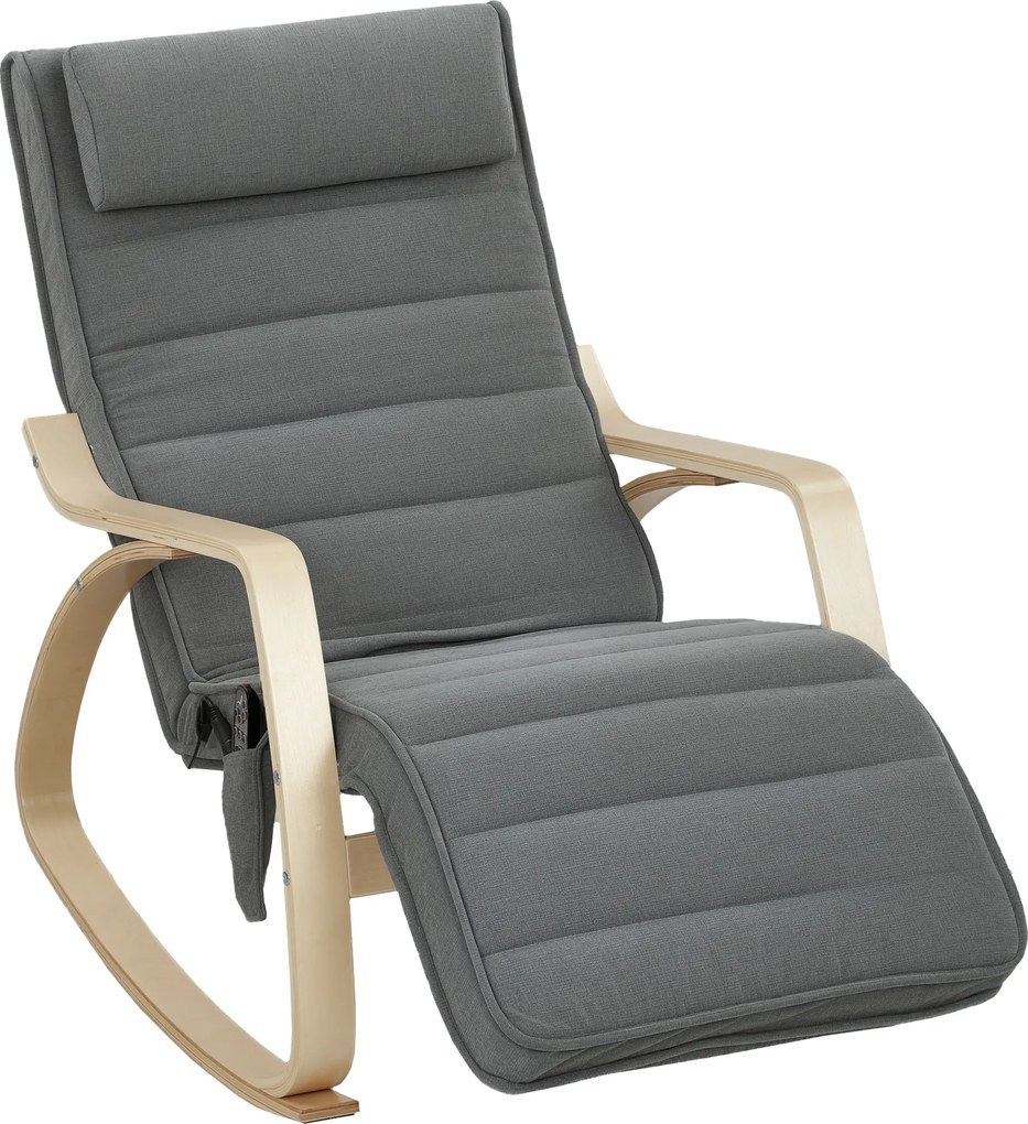 HOMCOM Fotel bujany z funkcją masażu, ogrzewaniem lędźwiowym, 3 tryby, materiałowa tapicerka, Szary