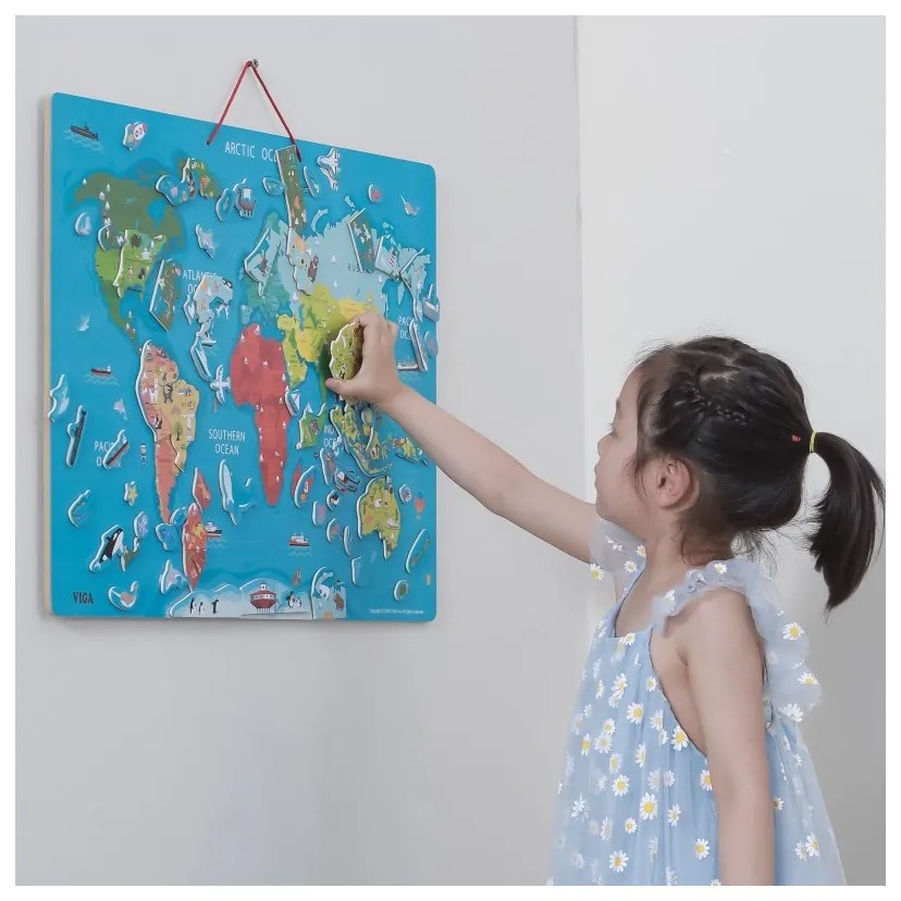 Viga 2w1 tablica edukacyjna z magnetyczną mapą świata montessori
