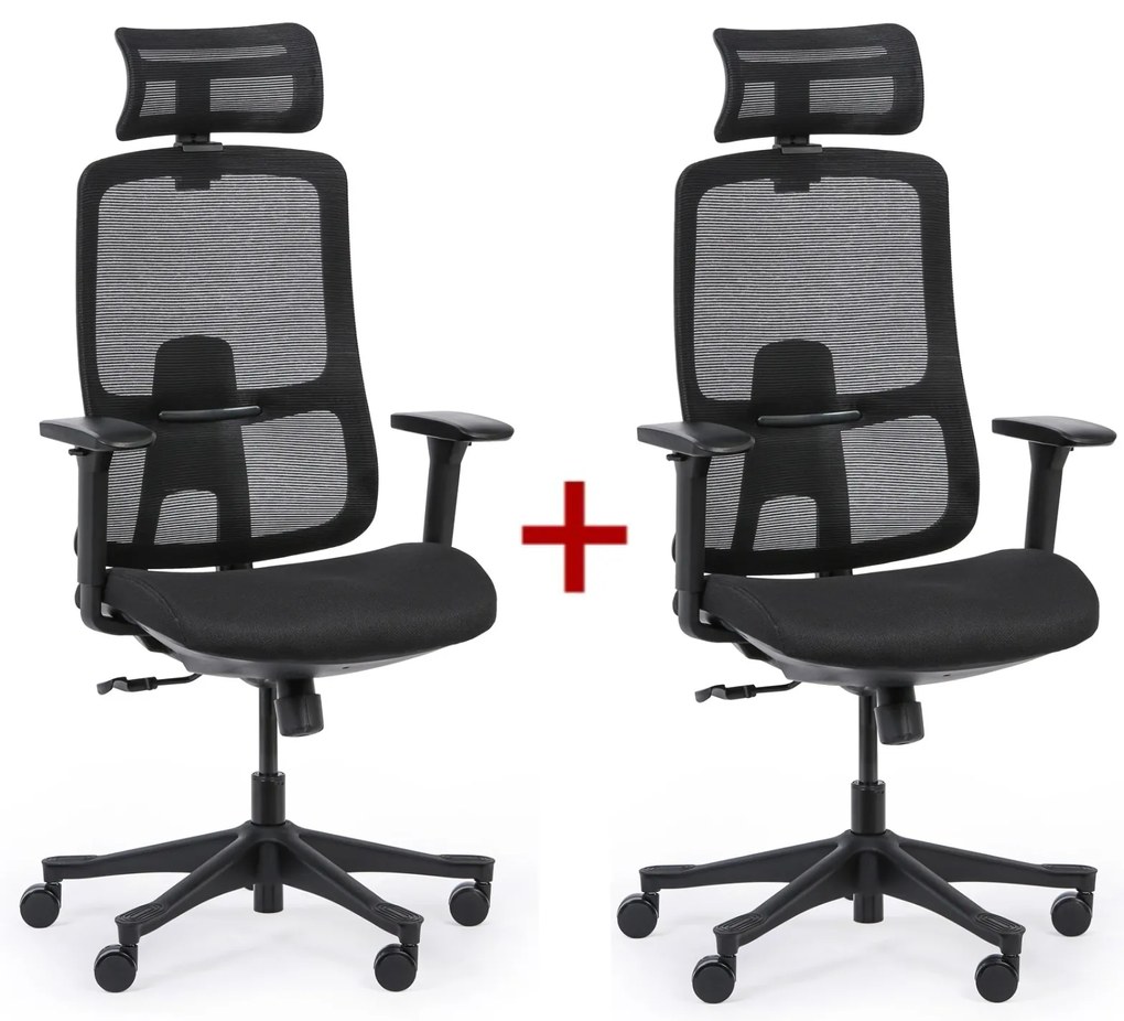 Krzesło biurowe LYNX 1+1 GRATIS, czarny