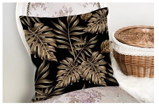 Poszewka na poduszkę Minimalist Cushion Covers Golden Leafes With Black BG, 45x45 cm