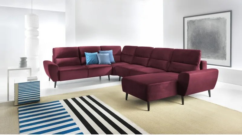 Narożnik BOSCO XL zestaw z elektryczną funkcją regulacji tkanina Monolith 69 Burgundowy WERSAL