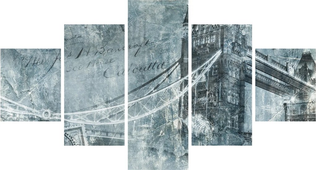 Obraz - Tower Bridge w chłodnych odcieniach (125x70 cm)