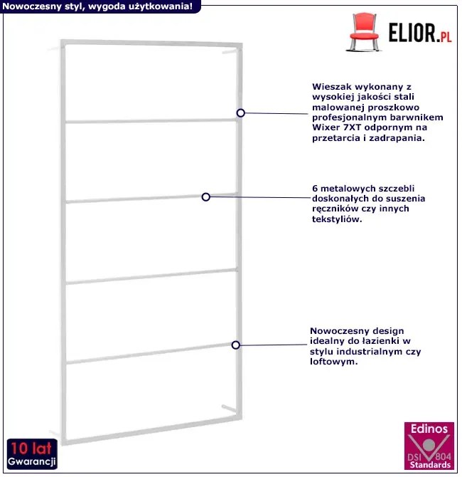 Biała nowoczesna drabinka do łazienki H6-P20