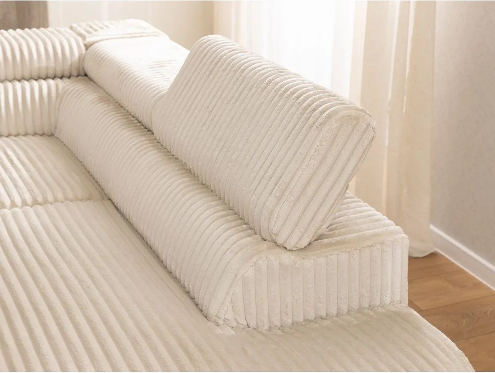 Beżowy sztruksowy narożnik (prawostronny/w kształcie litery L) Marbeya – Ropez