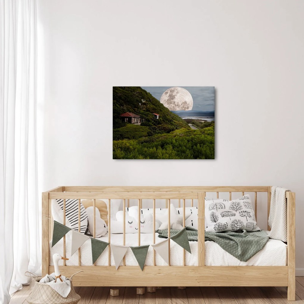 Obraz krajobrazu z księżycem (70x50 cm)