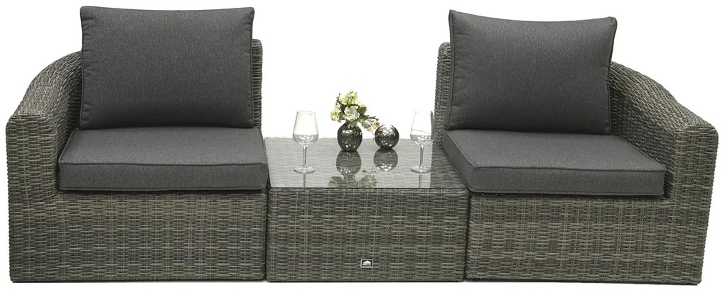 Rattanowy zestaw modułowy BORNEO LUXURY dla 2-3 osób (szary)